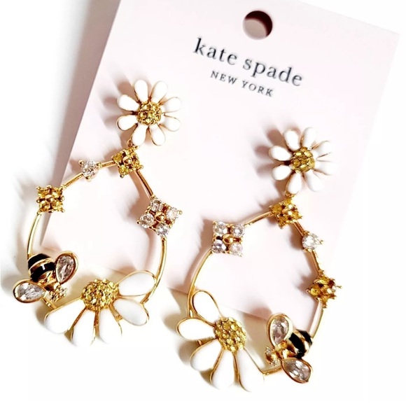 New Kate Spade Spring Scene Flower Hoop Earrings - Picture 15 of 17